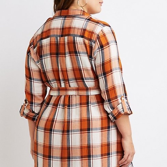 🅿️ Plaid Button-Up Shirt Dress - Picture 2 of 3